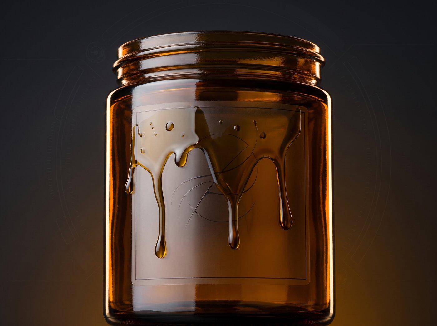 A satin coated-film label staying clean and legible as oil beads and runs off its sealed surface