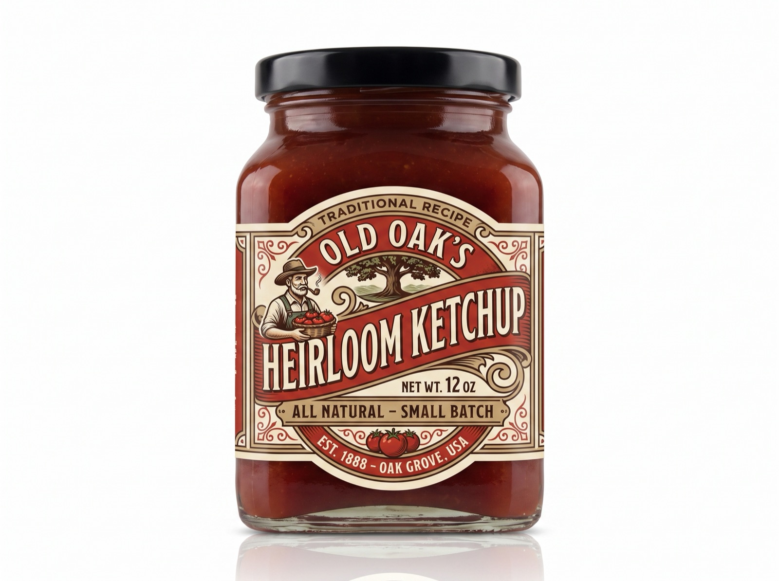 Custom label applied to a bottle or jar, printed by Euphora